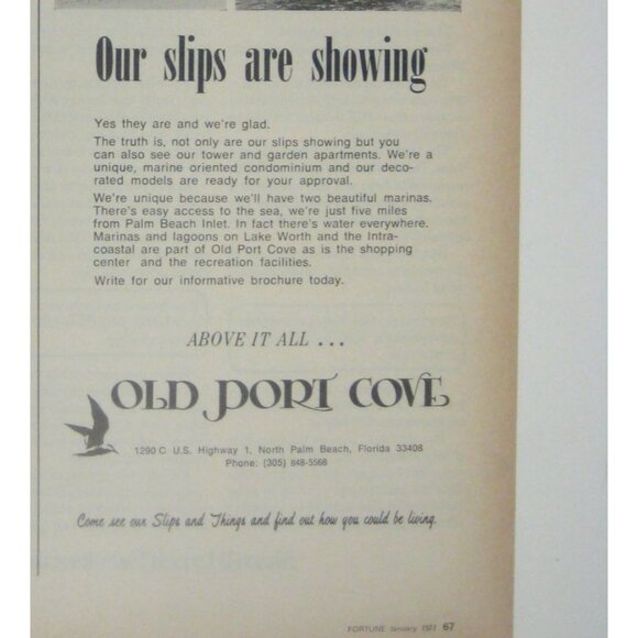 Old Port Cove Real Estate Print Ad 1971 Vintage Advertisement - Picture 2 of 2